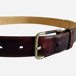 Vintage Christian Dior Burgundy Brown Aniline Leather Gold Buckle Womens Belt 32