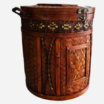 Mid 20th Century Chinese Rattan Wedding Basket Picnic Basket Wicker Vintage Box