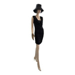 Laundry by Design Black Cowl Neck Sequin Drape Midi Dress 6 Sleeveless $158