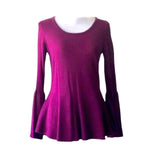 Nanette by Nanette Lepore Plum Merino Wool Bell Sleeve Sweater Top S Fits M VG
