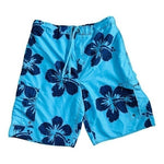 Beverly Hills Polo Club Blue Floral Print Polyester Swim Trunks Board Shorts VG
