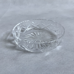 Vintage Pressed Glass Round Trinket Dish Starburst Sawtooth Rim 4x1" EXC