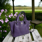 Ora Delphine Adele Purple Leather Satchel Crossbody Tote Shoulder Bag Very Good