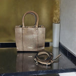 Rebecca Minkoff Metallic Gold Leather Crossbody Bag Small Shoulder Tote Bag Good