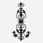 Vintage Black Metal Wall Sconce 26.5" Scroll Pillar Candle Holder Never Used