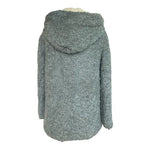 ZARA Trafaluc Women's Grey Teddy Bear Wool Blend Jacket Size M Hooded Quilted VG
