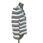 LOFT Ann Taylor Womens Blazer 10 Blue White Striped Linen Jacket 2 Button EXC