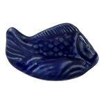 Blue Cobalt Fish Porcelain Figurine Hand Painted White Small 1.7" x 3.2" x 1.6"