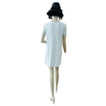 Lulus Down in Kokomo Mini Dress M White Blue Tassel Floral Embroidery Rayon EXC