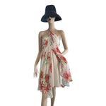 Susan Lucci White Sheer Floral Print Cover Up Tunic Dress 10 Ruched Beach NWT