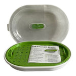 Microwave Fish Veggie Steamer Green White 12.5" Healthy Cooking Kitchen Tool