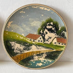 2 Antique Hand Painted Landscape Souvenir Plates Scenic Art Collectible Decor
