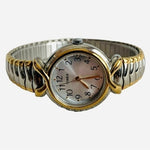 Women's Timex T21854 Pleasant Street Two-Tone Watch White Dial Expansion Band G