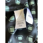 Women Shirt JONES NEWYORK Black Blue Geometric Print Silk Blouse Long Sleeve Top