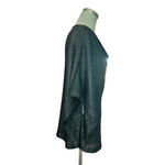 ALFANI Womens Blouse S/M Black Sequin Sparkle Mesh Top Short Sleeve Cowl Neck VG