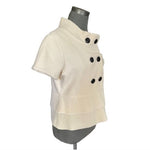 CLASSIQUES ENTIRE White Merino Wool Short Sleeve Coat Women's Layered Jacket Top