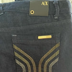 ARMANI EXCHANGE J11 Skinny Jeans Size 6R Navy Blue Gold Element Mid Rise NWT