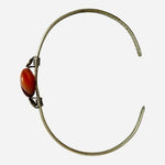 Women's Amber Gemstone Silver Tone Navajo Style Open Bangle Bracelet VG