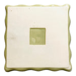 Vintage Square Scalloped Ceramic Baking Dish 7.5 Green Beige Stoneware Casserole
