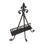 Vintage Ornate Cast Iron Cookbook Stand Folding Display Easel 16" Black VG