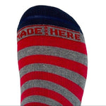 MADE HERE University No Show Ankle Grey Red Navy Cotton Unisex Socks Sz L/XL NWT