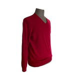 Gap Men's Wine Red Merino Wool V-Neck Sweater L 100% Extra Fine Merino Good+
