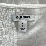 Old Navy Womens Beach Dress M White Cotton Paisley Embroidered Tunic Cover Up VG