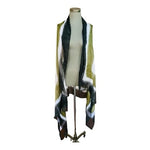Color Block Sarong Purple Green Black White Sheer Wrap 78"x43" Beach Cover Up VG