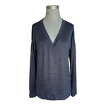 Kirkland Signature V-Neck Pullover Sweater Dark Blue Long Sleeve Women Medium VG