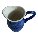 Vintage Blue Ceramic Pitcher 6.5x3.5x5.5" Country Farmhouse Pottery Jug NWOT