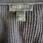 Talbots Black Open Front Blazer Duster Knit Sheer Back Women's Size M 26.5"
