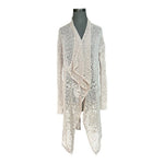BILLABONG Beige Crochet Knit Duster Cardigan Open Front Coverup Women M VG