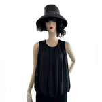 CALVIN KLEIN Women's Blouse XS Black Sleeveless Tank Pullover Elastic Bottom EXC