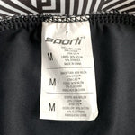 Women’s Swim Bottom SPORTI Black & White Chevron Drawstring Swim Bikini Bottom
