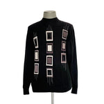 Tagio Men's Black White Grey Textured Pattern Sweater XL Cotton Acrylic VG