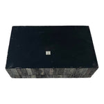 Vintage Large Gray Bone Stripe Wood Box India 10.25" Jewelry Keepsake Storage VG