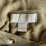 Michael Kors Lurex Gold Metallic Mesh Crochet Knit Hooded Pullover Womens Sz S