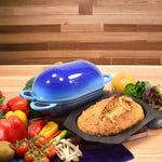 LoafNest Artisan Bread Kit Blue Cast Iron Dutch Oven Baker Nonstick Liner NIB