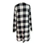 Womens Buffalo Plaid Shirt Dress Black White Button Front Tunic Size M NWT