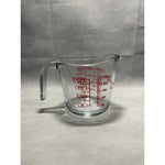 Anchor Hocking 2 Cup Glass Measuring Cup Vintage Red Lettering 6.5" Clear NWOT