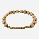 Gold Tone Faceted Champagne Crystal Beaded Elastic Bracelet Gift Pouch VG