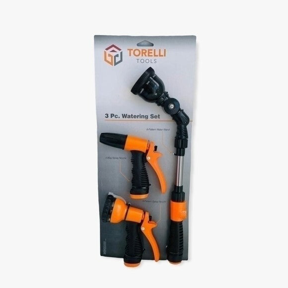 TORELLI Tools 3pc Watering Nozzle Set Garden Hose Spray Wand Kit NIB