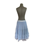 Anthropologie Maeve Blue Tiered Ruffle Tulle Midi Skirt Women’s LP Excellent