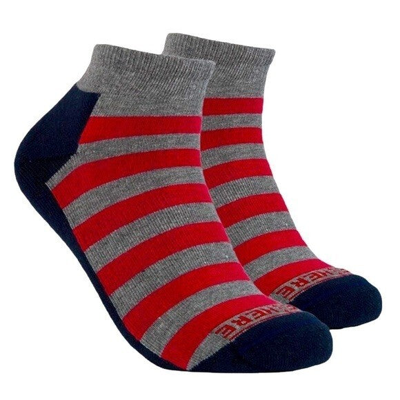 MADE HERE University No Show Ankle Grey Red Navy Cotton Unisex Socks Sz L/XL NWT