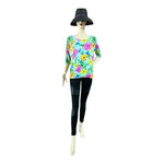 Joseph A Women's Multicolor Floral Silk Blouse XL 85% Silk 3/4 Sleeve Crew VG