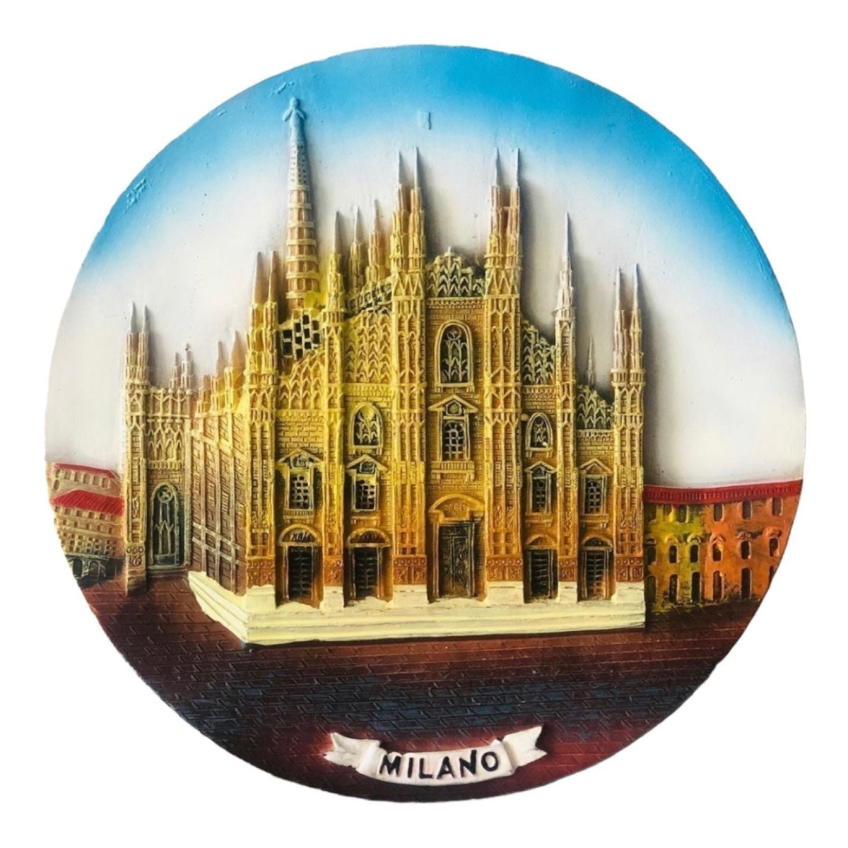 Collectible Souvenir Plate from Italy 3D Ceramic Milano Wall Decor 7.5” Italian