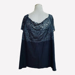 Avenue of the Stars Off Shoulder Black Lace Blouse Plus Size 4X 26-28 Cotton EXC