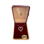 Vintage 14K Gold Plated Red White Crystal Heart Pendant Chain Necklace NIB