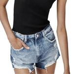 NWT Zara Pacsun Women's High Rise Ripped Denim Shorts Sz 27 Mid Blue Vintage NWT