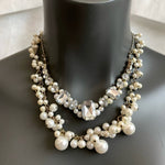 Women's Beads Crystals Necklace Silver Tone Double Layered Necklace Jewelry